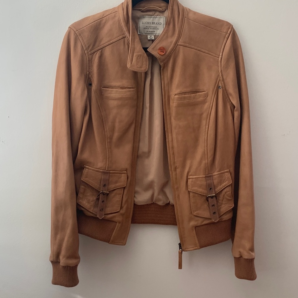 Lucky Brand Leather Bomber Jacket